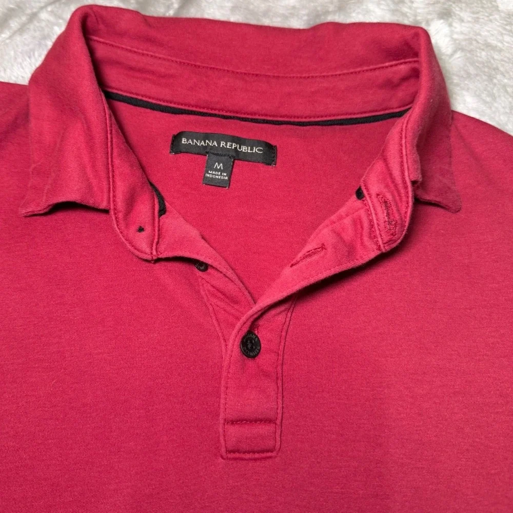 Banana Republic Mens Size Medium Polo Shirt Short Sleeve Classic Fit Golf Casual
